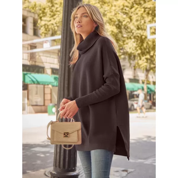 LILLUSORY Women's Turtleneck Oversized Sweaters 2023 Fall Long Batwing Sleeve Spilt Hem Tunic Pullover Sweater Knit Tops