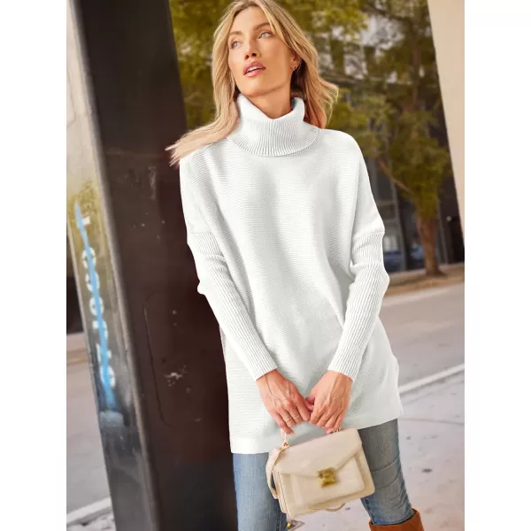 LILLUSORY Women's Turtleneck Oversized Sweaters 2023 Fall Long Batwing Sleeve Spilt Hem Tunic Pullover Sweater Knit Tops