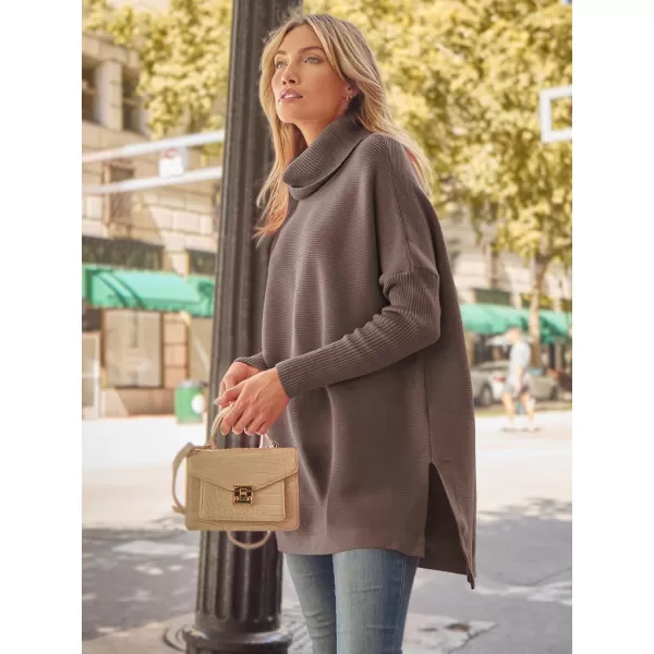 LILLUSORY Women's Turtleneck Oversized Sweaters 2023 Fall Long Batwing Sleeve Spilt Hem Tunic Pullover Sweater Knit Tops
