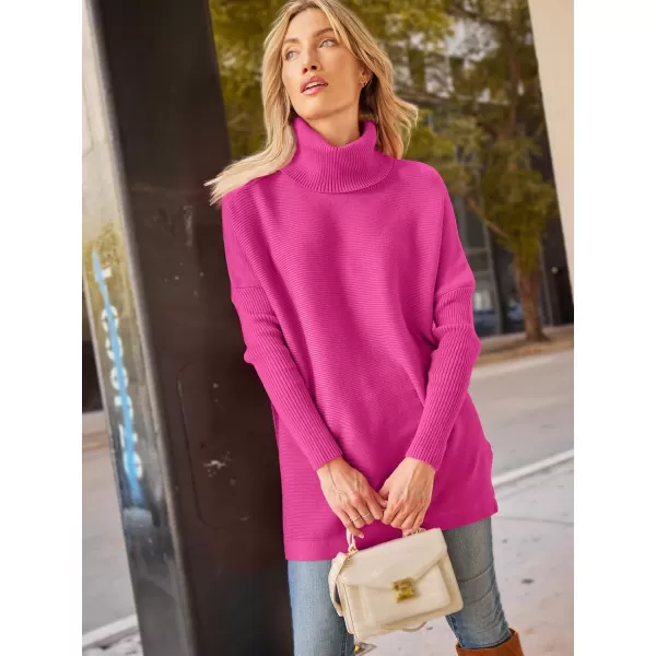 LILLUSORY Women's Turtleneck Oversized Sweaters 2023 Fall Long Batwing Sleeve Spilt Hem Tunic Pullover Sweater Knit Tops