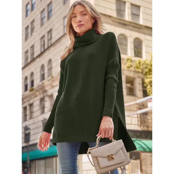LILLUSORY Women's Turtleneck Oversized Sweaters 2023 Fall Long Batwing Sleeve Spilt Hem Tunic Pullover Sweater Knit Tops