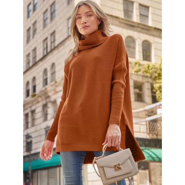 LILLUSORY Women's Turtleneck Oversized Sweaters 2023 Fall Long Batwing Sleeve Spilt Hem Tunic Pullover Sweater Knit Tops