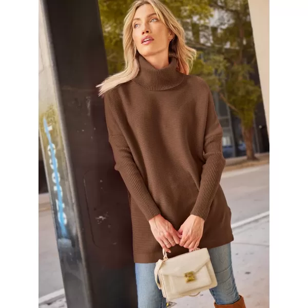 LILLUSORY Women's Turtleneck Oversized Sweaters 2023 Fall Long Batwing Sleeve Spilt Hem Tunic Pullover Sweater Knit Tops