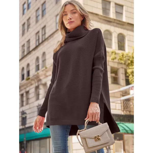 LILLUSORY Women's Turtleneck Oversized Sweaters 2023 Fall Long Batwing Sleeve Spilt Hem Tunic Pullover Sweater Knit Tops