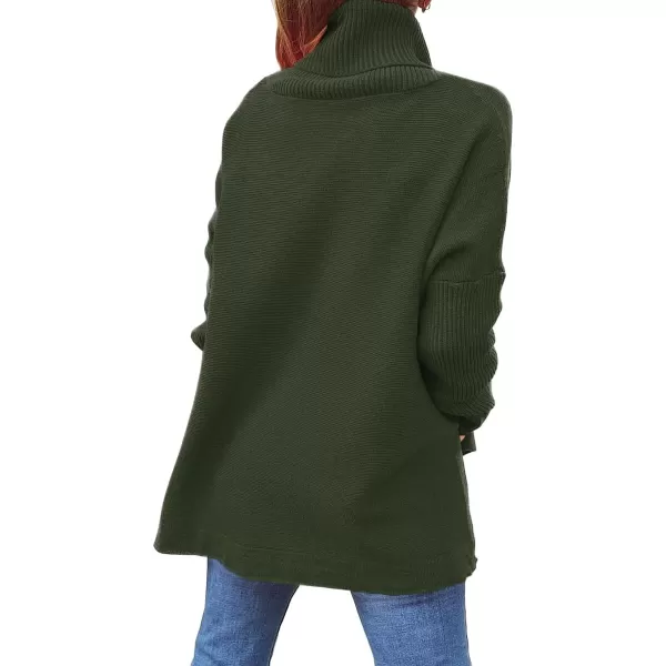 LILLUSORY Women's Turtleneck Oversized Sweaters 2023 Fall Long Batwing Sleeve Spilt Hem Tunic Pullover Sweater Knit Tops