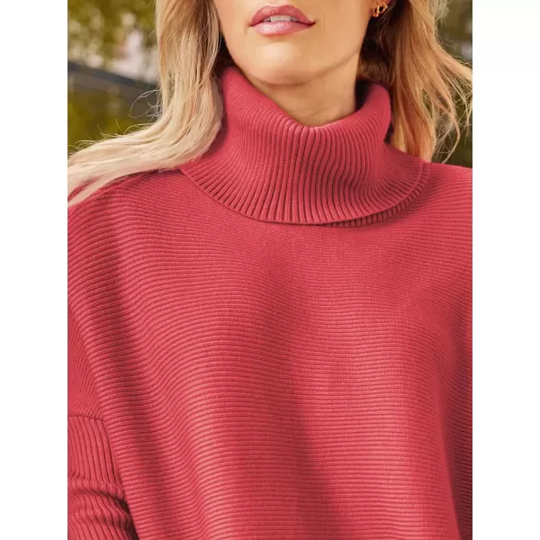 LILLUSORY Women's Turtleneck Oversized Sweaters 2023 Fall Long Batwing Sleeve Spilt Hem Tunic Pullover Sweater Knit Tops