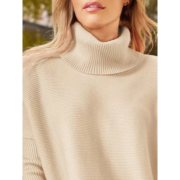 LILLUSORY Women's Turtleneck Oversized Sweaters 2023 Fall Long Batwing Sleeve Spilt Hem Tunic Pullover Sweater Knit Tops