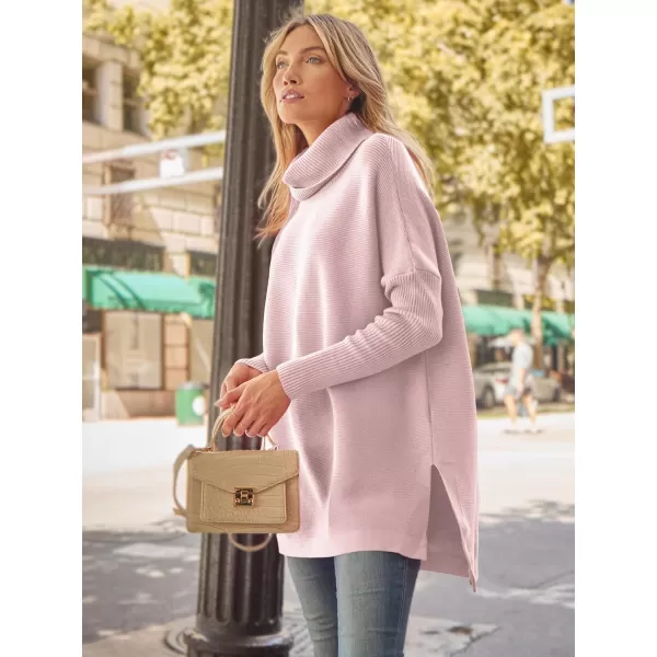LILLUSORY Women's Turtleneck Oversized Sweaters 2023 Fall Long Batwing Sleeve Spilt Hem Tunic Pullover Sweater Knit Tops