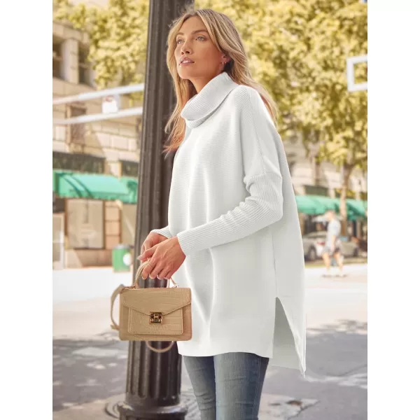 LILLUSORY Women's Turtleneck Oversized Sweaters 2023 Fall Long Batwing Sleeve Spilt Hem Tunic Pullover Sweater Knit Tops