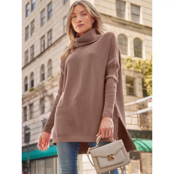 LILLUSORY Women's Turtleneck Oversized Sweaters 2023 Fall Long Batwing Sleeve Spilt Hem Tunic Pullover Sweater Knit Tops