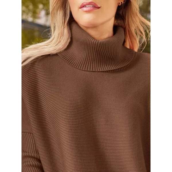 LILLUSORY Women's Turtleneck Oversized Sweaters 2023 Fall Long Batwing Sleeve Spilt Hem Tunic Pullover Sweater Knit Tops