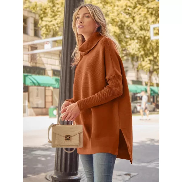 LILLUSORY Women's Turtleneck Oversized Sweaters 2023 Fall Long Batwing Sleeve Spilt Hem Tunic Pullover Sweater Knit Tops