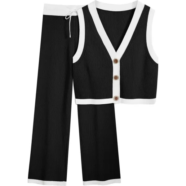 LILLUSORY 2 Piece Knit Sets Women's Summer Vest Sweatsuit Sets