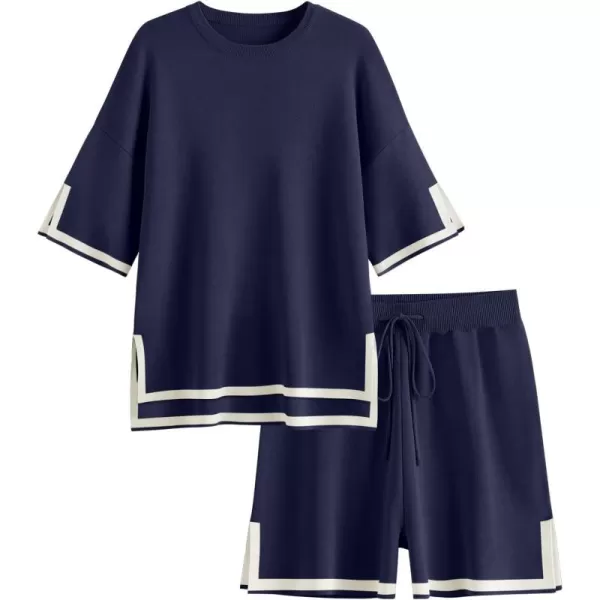 LILLUSORY Women's 2 Piece Outfits Matching Lounge Sets for Women Summer Outfits Tracksuit for Women Knit Tops and Shorts