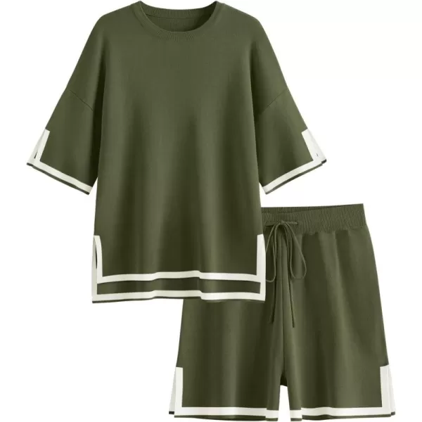 LILLUSORY Women's 2 Piece Outfits Matching Lounge Sets for Women Summer Outfits Tracksuit for Women Knit Tops and Shorts