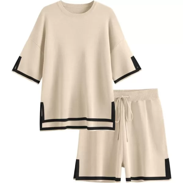LILLUSORY Women's 2 Piece Outfits Matching Lounge Sets for Women Summer Outfits Tracksuit for Women Knit Tops and Shorts