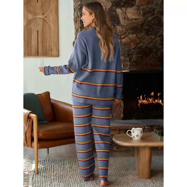 LILLUSORY 2 Piece Outfits for Women 2024 Oversized Striped Sweaters Sets Cozy Knit Sets