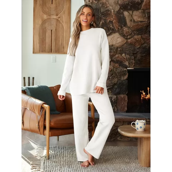 LILLUSORY 2 Piece Outfits for Women 2024 Oversized Striped Sweaters Sets Cozy Knit Sets