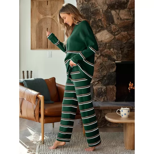 LILLUSORY 2 Piece Outfits for Women 2024 Oversized Striped Sweaters Sets Cozy Knit Sets