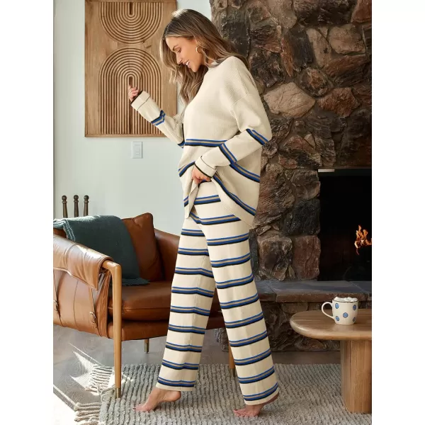 LILLUSORY 2 Piece Outfits for Women 2024 Oversized Striped Sweaters Sets Cozy Knit Sets