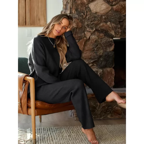 LILLUSORY 2 Piece Outfits for Women 2024 Oversized Striped Sweaters Sets Cozy Knit Sets
