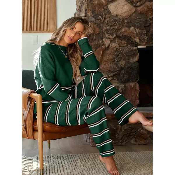 LILLUSORY 2 Piece Outfits for Women 2024 Oversized Striped Sweaters Sets Cozy Knit Sets