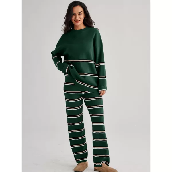 LILLUSORY 2 Piece Outfits for Women 2024 Oversized Striped Sweaters Sets Cozy Knit Sets