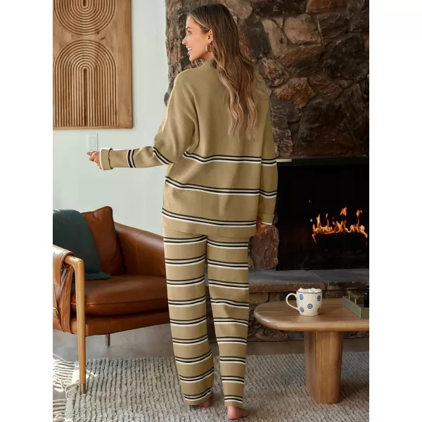 LILLUSORY 2 Piece Outfits for Women 2024 Oversized Striped Sweaters Sets Cozy Knit Sets