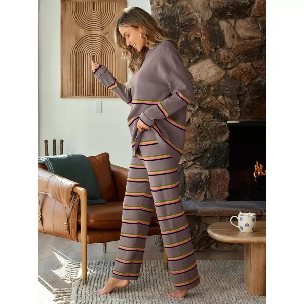 LILLUSORY 2 Piece Outfits for Women 2024 Oversized Striped Sweaters Sets Cozy Knit Sets