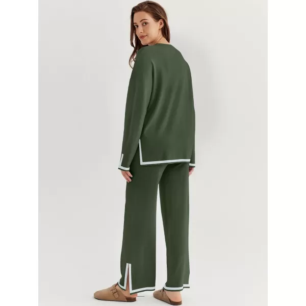 LILLUSORY 2 Piece Outfits for Women Fall Long Sleeve Sweater Set Top Sweat Suits 2023 Knit Pullover Lounge Sets