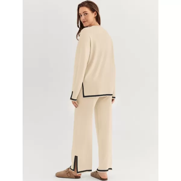 LILLUSORY 2 Piece Outfits for Women Fall Long Sleeve Sweater Set Top Sweat Suits 2023 Knit Pullover Lounge Sets