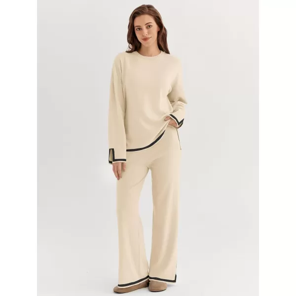 LILLUSORY 2 Piece Outfits for Women Fall Long Sleeve Sweater Set Top Sweat Suits 2023 Knit Pullover Lounge Sets