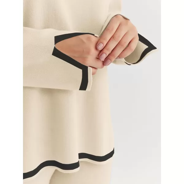 LILLUSORY 2 Piece Outfits for Women Fall Long Sleeve Sweater Set Top Sweat Suits 2023 Knit Pullover Lounge Sets