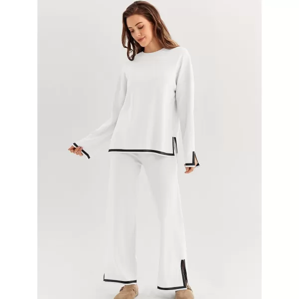 LILLUSORY 2 Piece Outfits for Women Fall Long Sleeve Sweater Set Top Sweat Suits 2023 Knit Pullover Lounge Sets