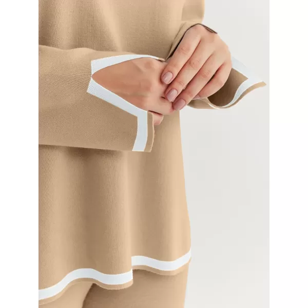 LILLUSORY 2 Piece Outfits for Women Fall Long Sleeve Sweater Set Top Sweat Suits 2023 Knit Pullover Lounge Sets