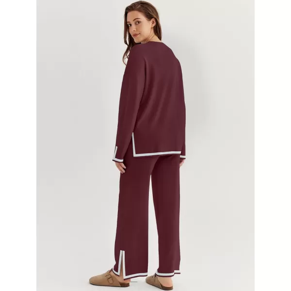 LILLUSORY 2 Piece Outfits for Women Fall Long Sleeve Sweater Set Top Sweat Suits 2023 Knit Pullover Lounge Sets