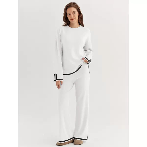 LILLUSORY 2 Piece Outfits for Women Fall Long Sleeve Sweater Set Top Sweat Suits 2023 Knit Pullover Lounge Sets