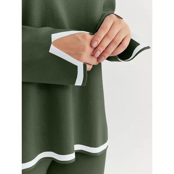 LILLUSORY 2 Piece Outfits for Women Fall Long Sleeve Sweater Set Top Sweat Suits 2023 Knit Pullover Lounge Sets