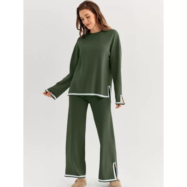 LILLUSORY 2 Piece Outfits for Women Fall Long Sleeve Sweater Set Top Sweat Suits 2023 Knit Pullover Lounge Sets