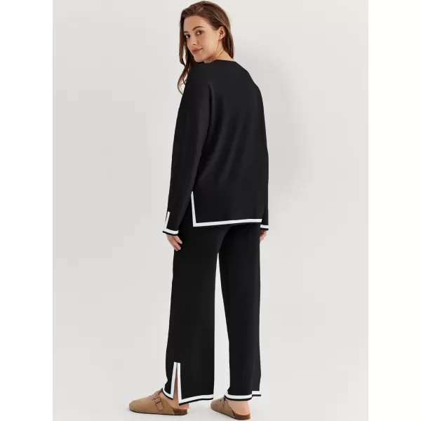 LILLUSORY 2 Piece Outfits for Women Fall Long Sleeve Sweater Set Top Sweat Suits 2023 Knit Pullover Lounge Sets