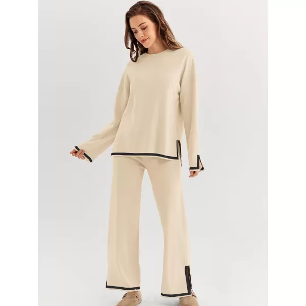 LILLUSORY 2 Piece Outfits for Women Fall Long Sleeve Sweater Set Top Sweat Suits 2023 Knit Pullover Lounge Sets