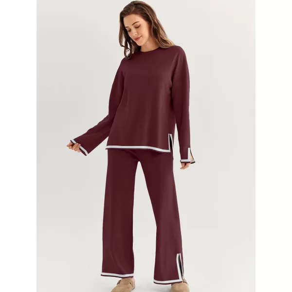 LILLUSORY 2 Piece Outfits for Women Fall Long Sleeve Sweater Set Top Sweat Suits 2023 Knit Pullover Lounge Sets