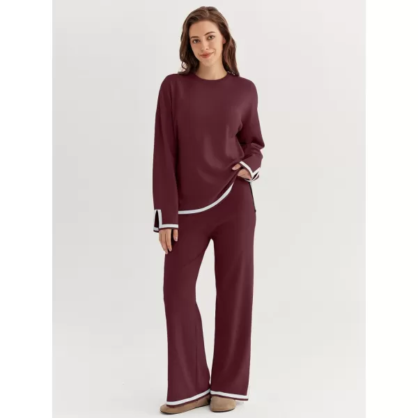 LILLUSORY 2 Piece Outfits for Women Fall Long Sleeve Sweater Set Top Sweat Suits 2023 Knit Pullover Lounge Sets