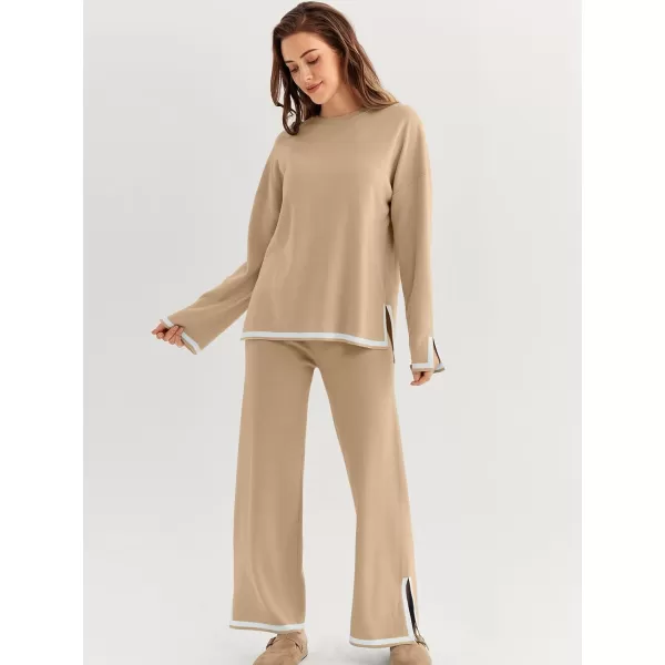 LILLUSORY 2 Piece Outfits for Women Fall Long Sleeve Sweater Set Top Sweat Suits 2023 Knit Pullover Lounge Sets