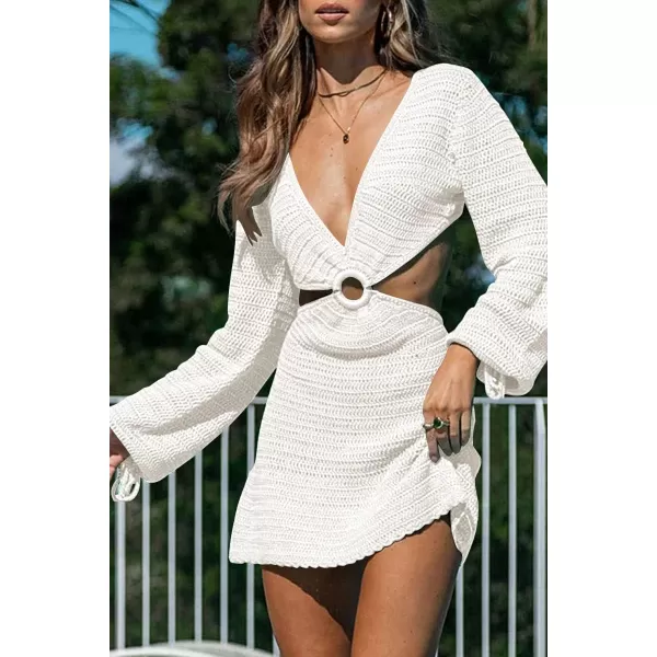 LILLUSORY Swim Cover Up for Women 2023 Summer Swimsuit Coverup Sexy Beach Crochet Dress