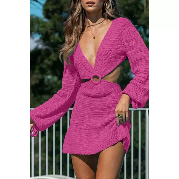 LILLUSORY Swim Cover Up for Women 2023 Summer Swimsuit Coverup Sexy Beach Crochet Dress