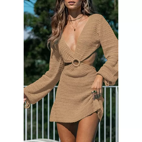 LILLUSORY Swim Cover Up for Women 2023 Summer Swimsuit Coverup Sexy Beach Crochet Dress