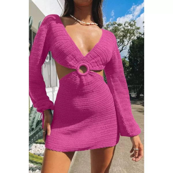 LILLUSORY Swim Cover Up for Women 2023 Summer Swimsuit Coverup Sexy Beach Crochet Dress