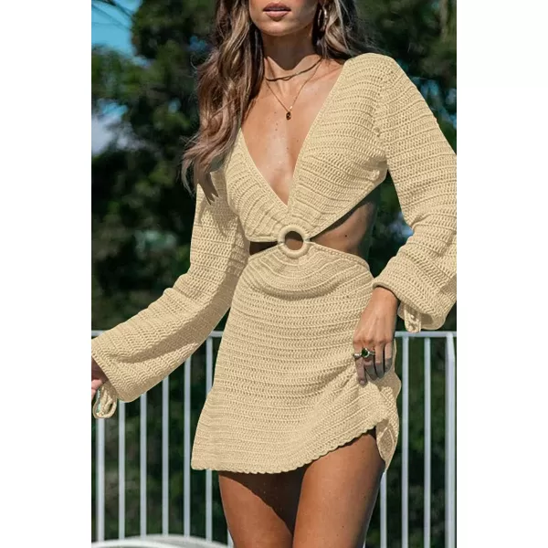 LILLUSORY Swim Cover Up for Women 2023 Summer Swimsuit Coverup Sexy Beach Crochet Dress