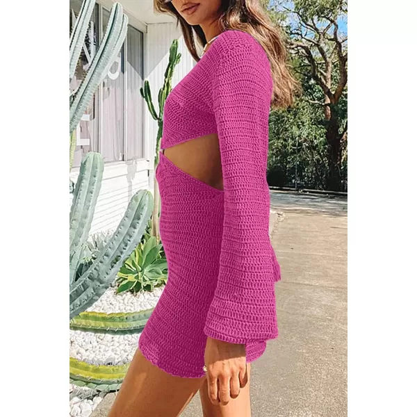 LILLUSORY Swim Cover Up for Women 2023 Summer Swimsuit Coverup Sexy Beach Crochet Dress